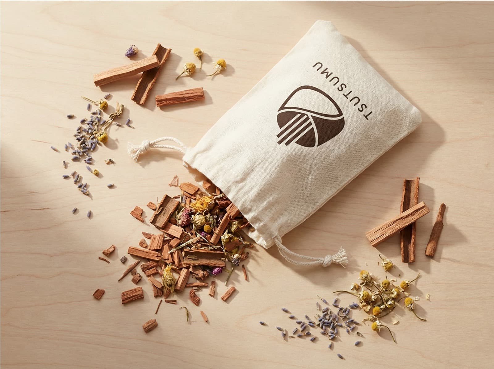Handcrafted fragrance sachets from the TSUTSUMU course